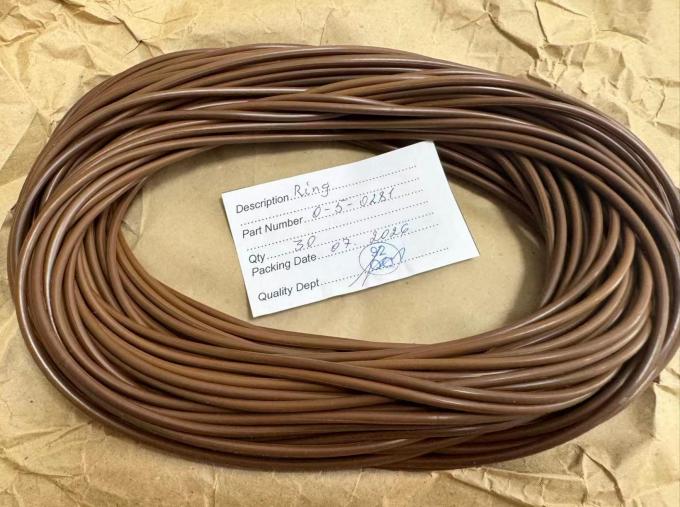 Brown Russian aviation standard rubber O-ring sealing ring, part number О-5-0281, shown as a circular sealing gasket